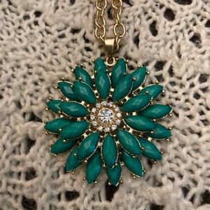 Amrita Singh Teal Colored, Floral Crystal Necklace